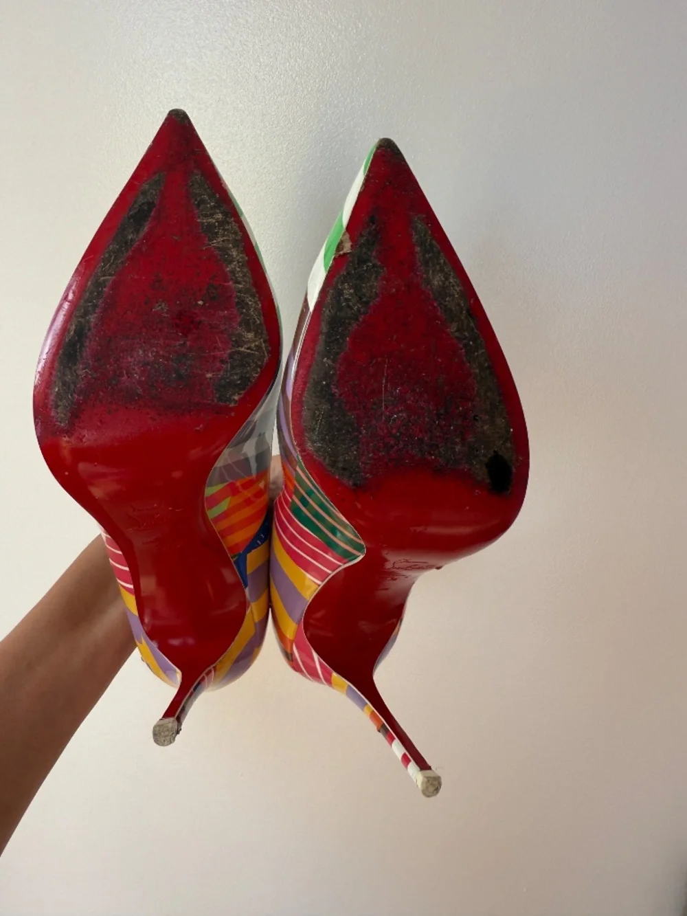 Christian Louboutin Multicolor Striped Hot Chick Leather Pumps Heels Size 38.5 - Picture 7 of 10